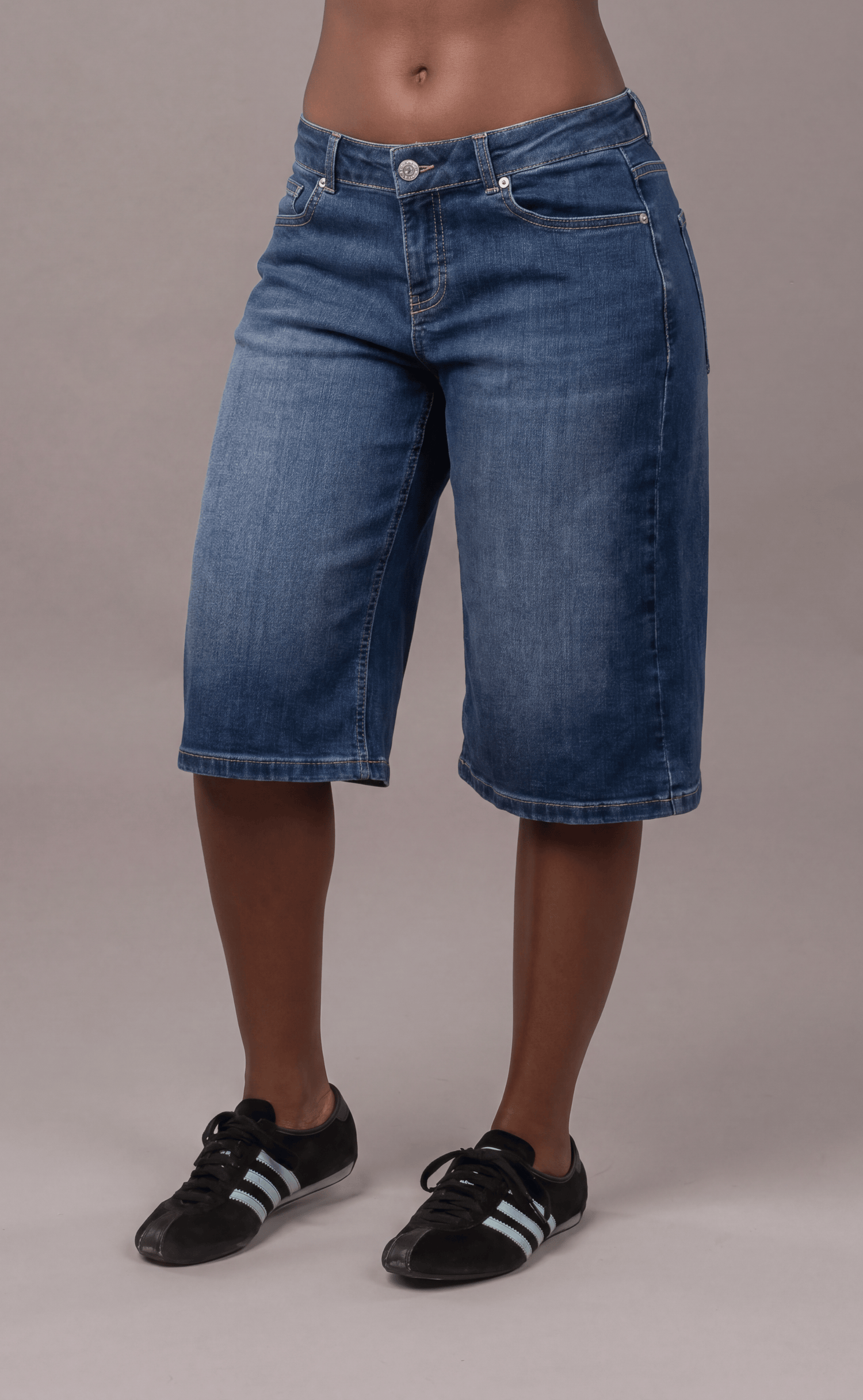 Denim Low Waisted Jorts - Mid Blue Jorts Low Waisted FITJEANS