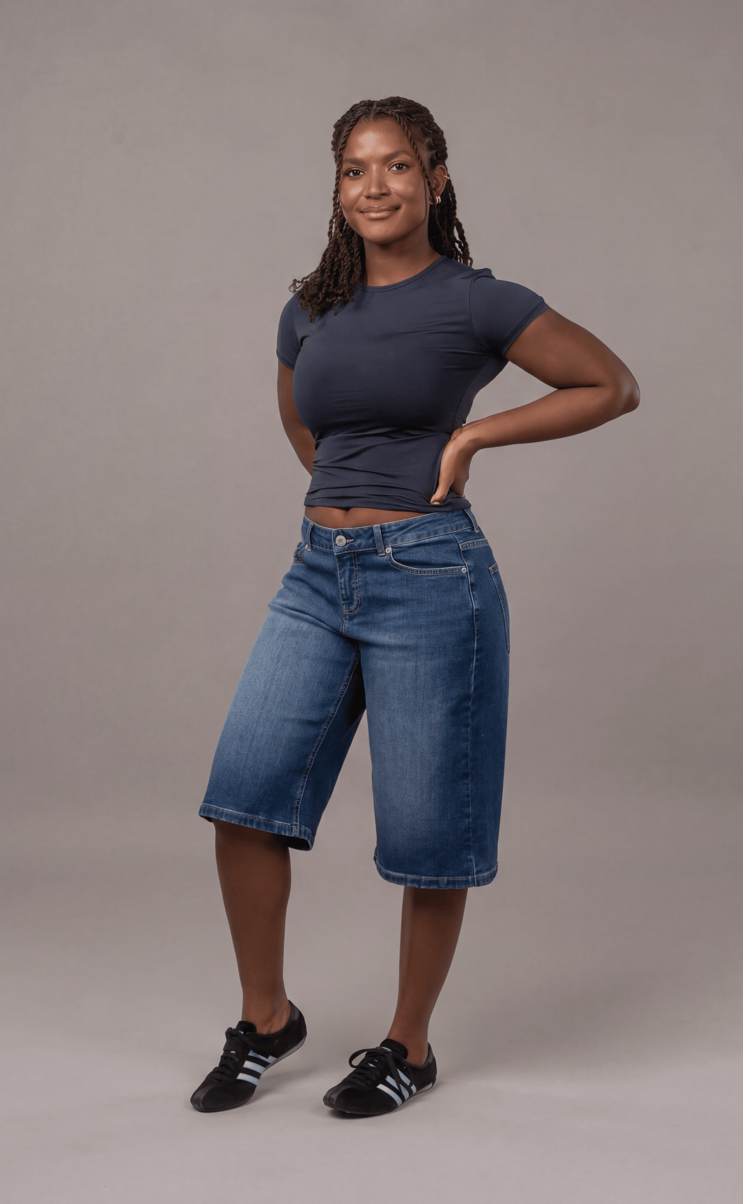 Denim Low Waisted Jorts - Mid Blue Jorts Low Waisted FITJEANS