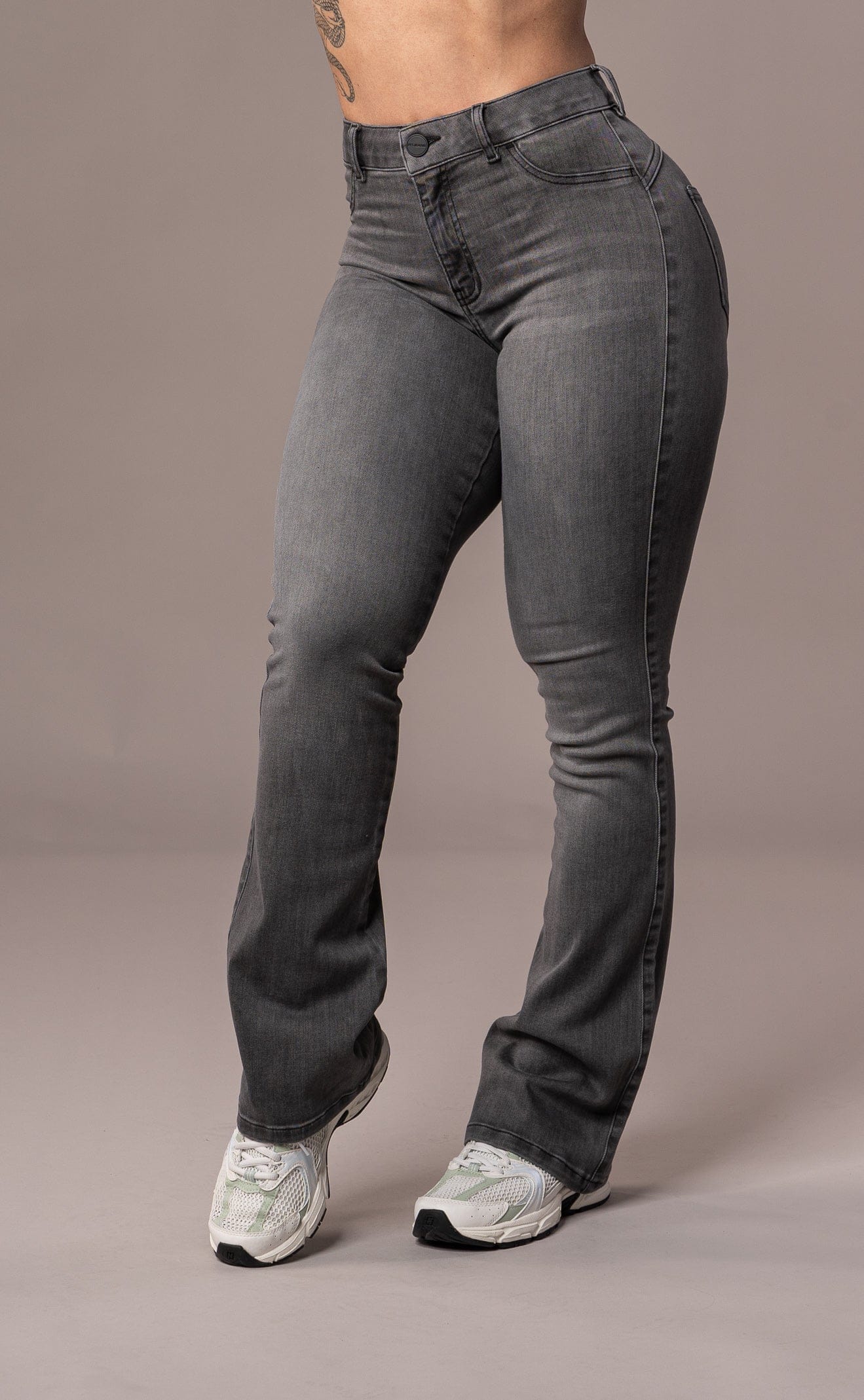 Womens Flared Mid Waisted Fitjeans Grey FITJEANS