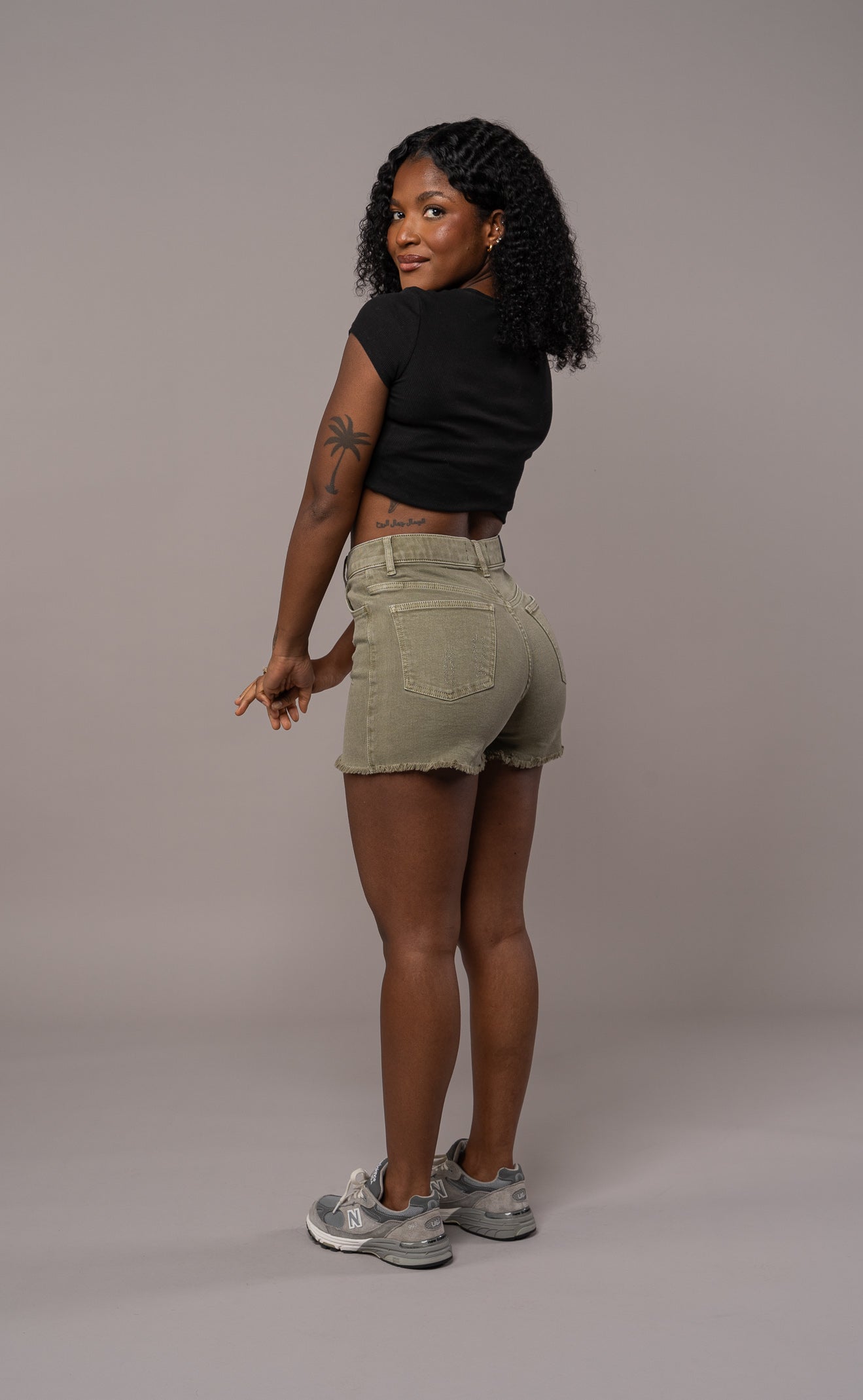 Womens Pastel Fitjeans Ripped Shorts - Khaki Ripped Shorts FITJEANS