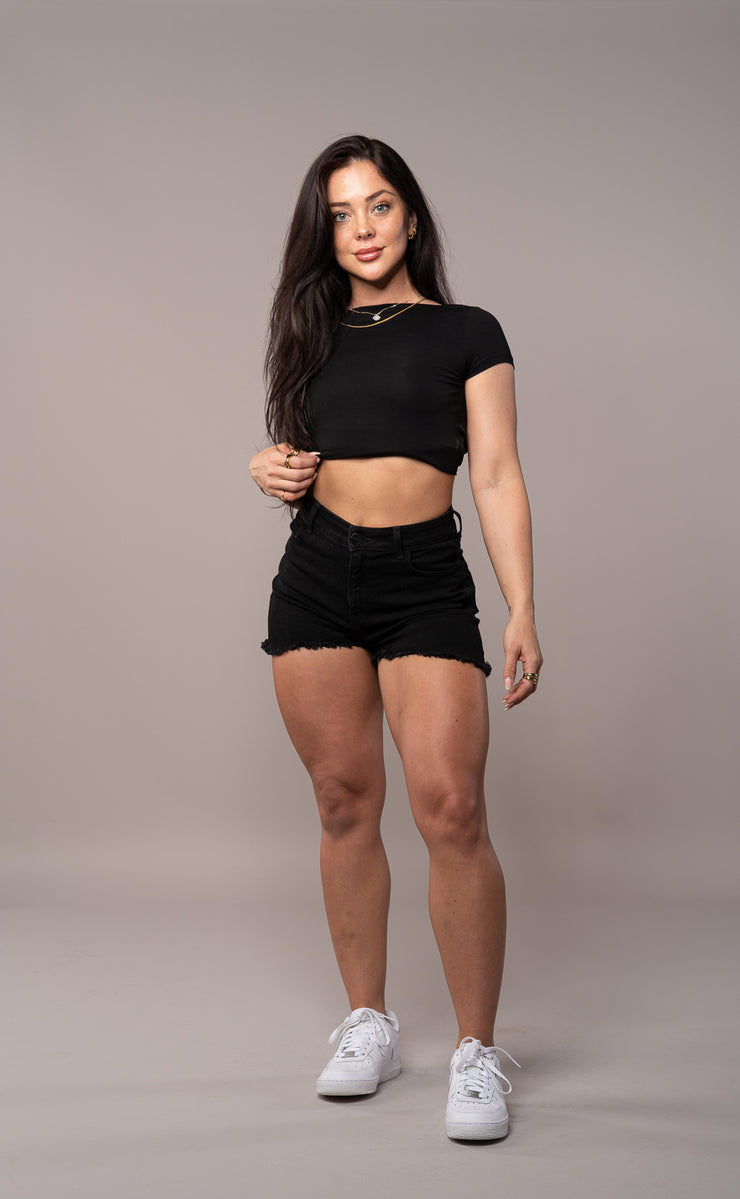 Womens Fitjeans Shorts - Black