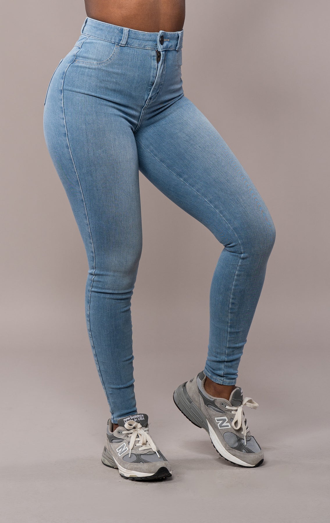 NMAGNES HIGH WAISTED SKINNY FIT JEANS, Blue