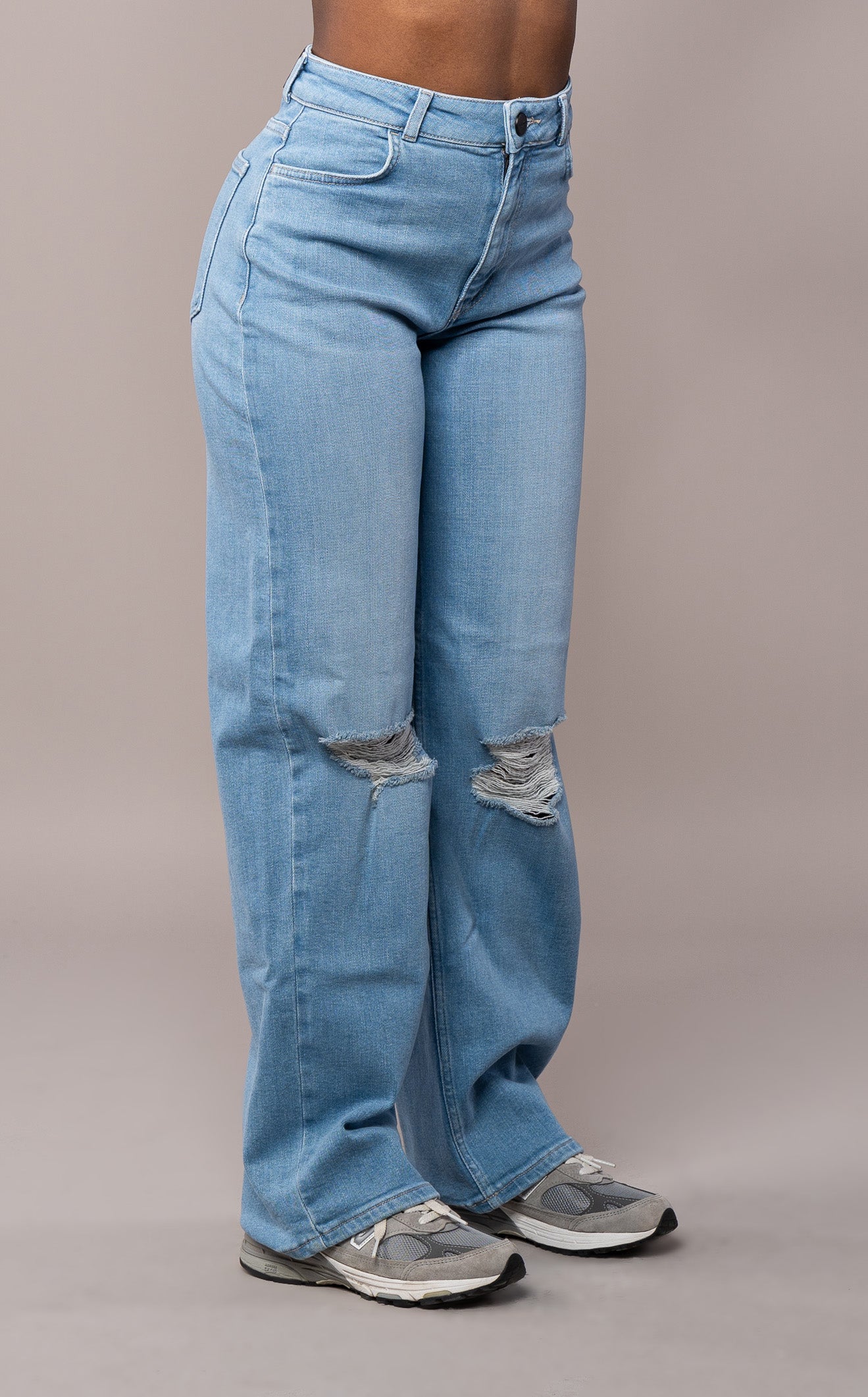 Womens Baggy Ripped Fitjeans - Arctic Light Blue Baggy Ripped FITJEANS