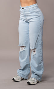 Womens Baggy Ripped Fitjeans - Vintage Blue