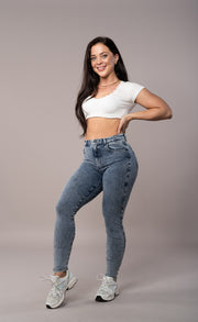 Womens Vital High Waisted Fitjeans - 80s Blue