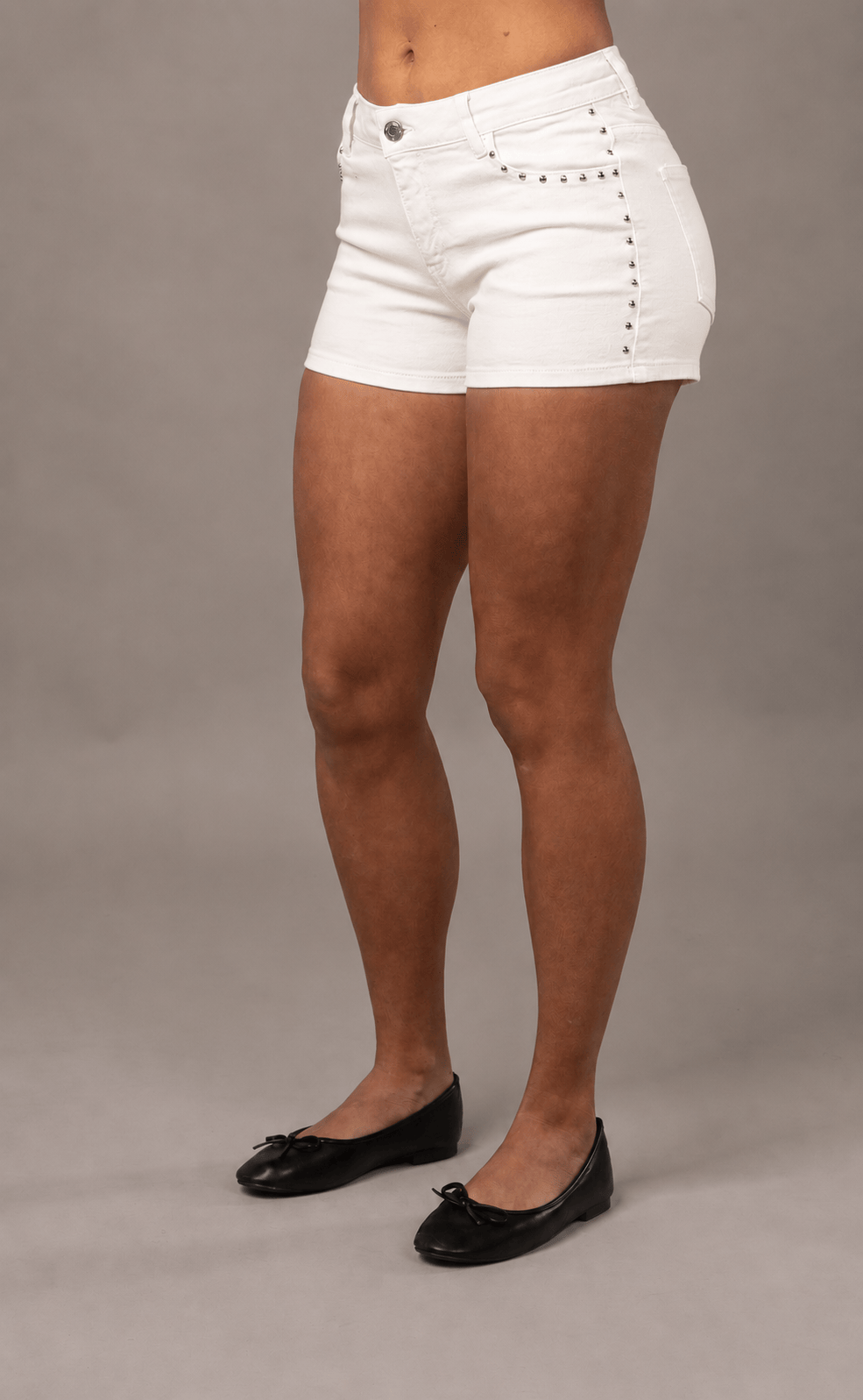 Womens Fitjeans Studded Shorts - White Studded Shorts FITJEANS