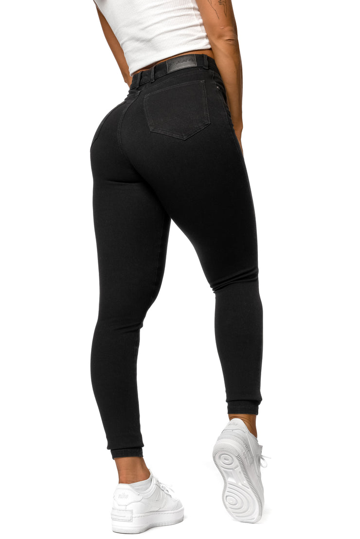 Womens Vital High Waisted Fitjeans - Black