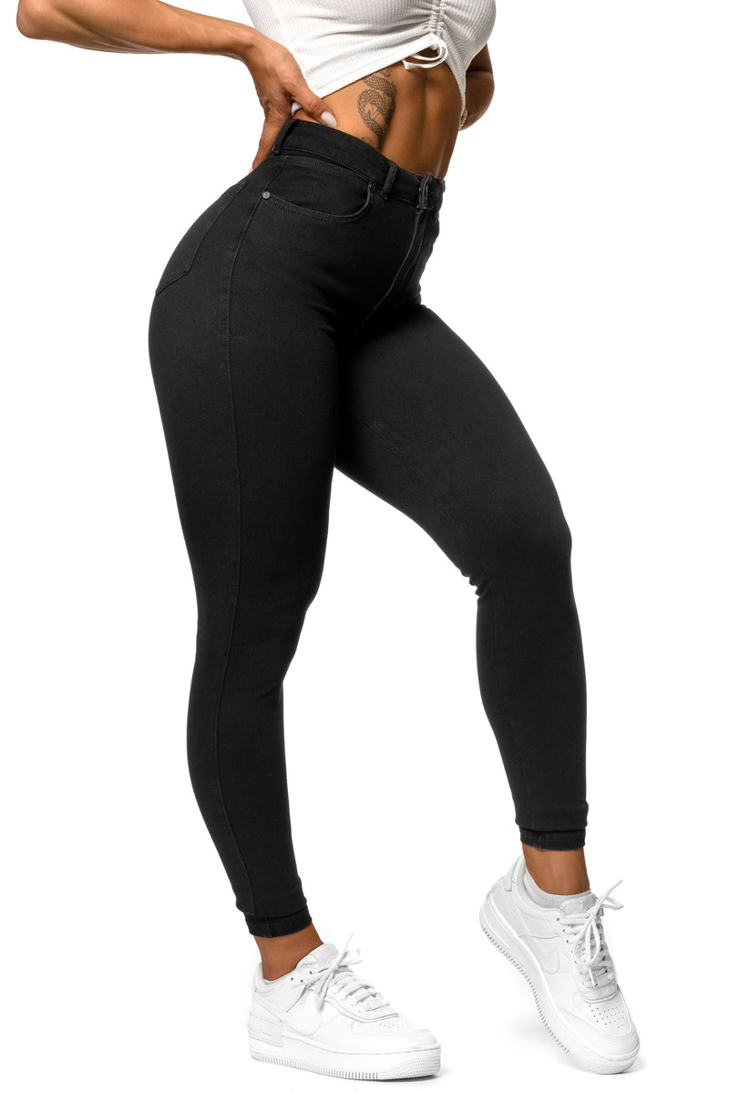 Womens Vital High Waisted Fitjeans - Black