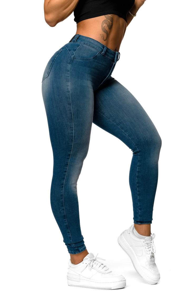 Womens 360 V2 Mid Waisted Fitjeans - Azure Blue