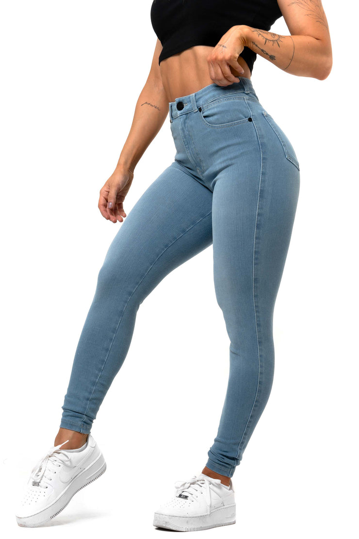 Womens Vital High Waisted Fitjeans - Arctic Light Blue